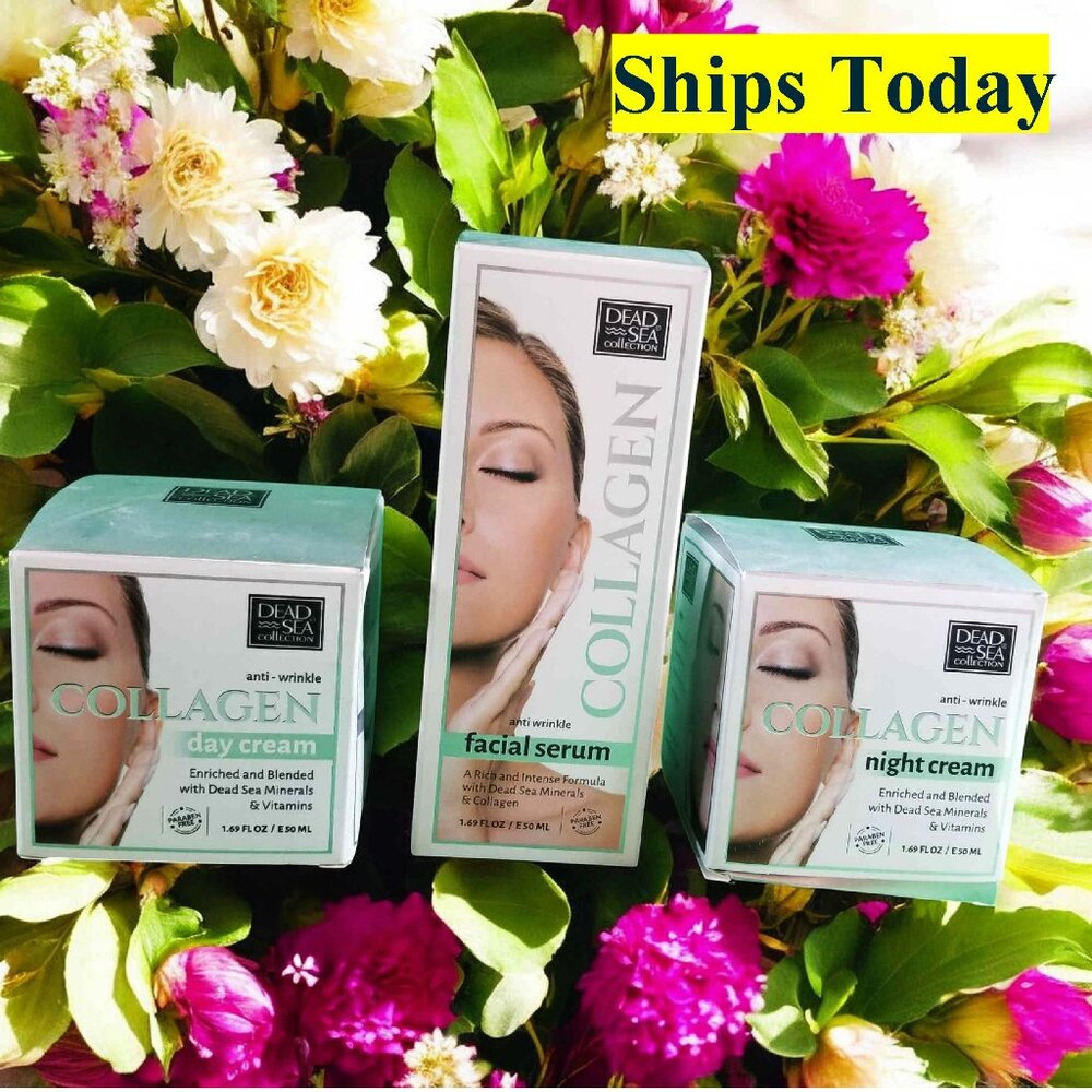 Dead Sea Collection Collagen Facial Serum & Day Cream & Night Cream 1.69oz 12837